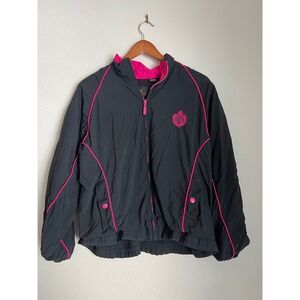 Lizsport Jacket Black Pink‎ Full Zip Mock Neck Coat 90s Vintage Sportswear